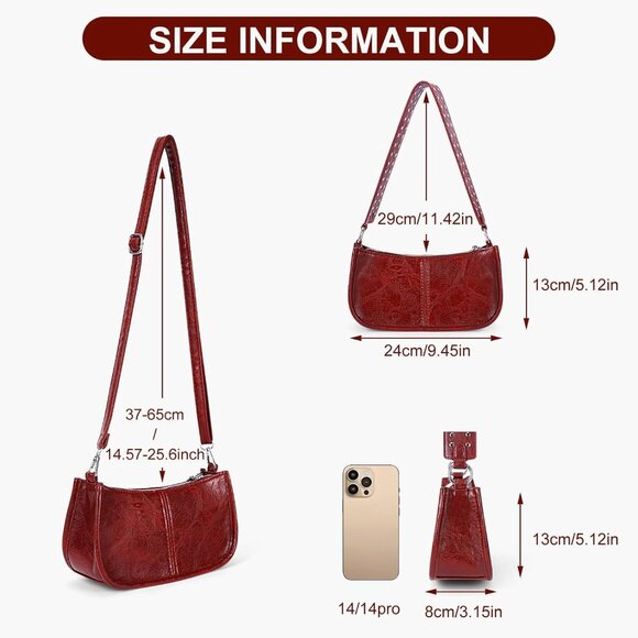 Women's Red-1 Bow Purse Clutch Tote Hand-Bag Classic Crescent Bag Coquette Purse - Picture 6 of 6